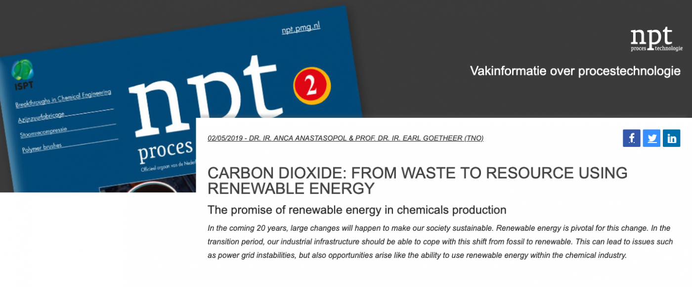 Carbon dioxide: From waste to resource using renewable energy